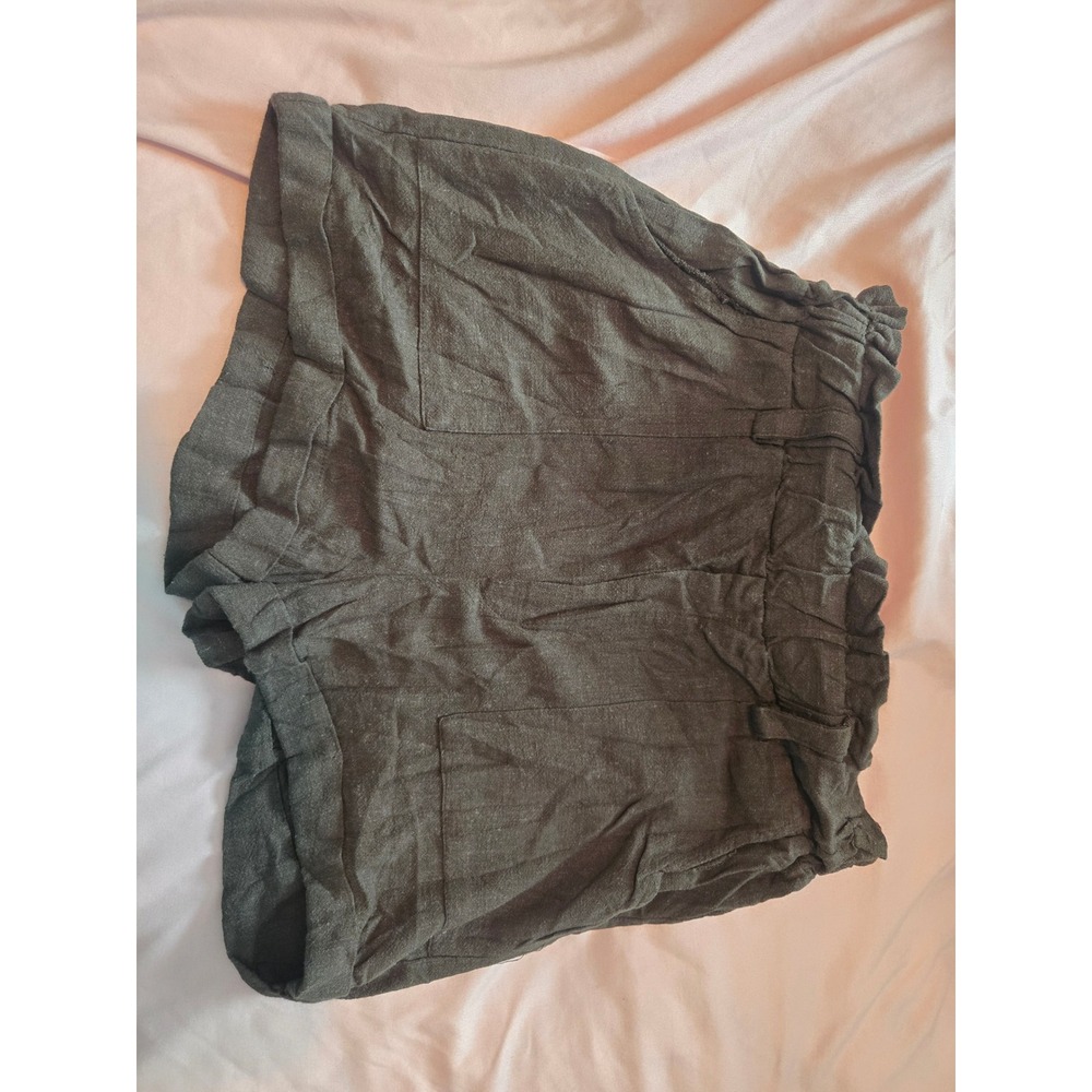 Aeropostale Olive Green Linen Blend Paperbag Utility Shorts Size Medium
